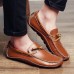 Men Casual Genuine Leather Slip-on Loafers Soft Flats