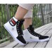 Men Round Toe High Top Sneakers Casual Leisure Lace Up Skateboard Shoes