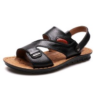 New Men Outdoor Sandals Shoes Leather Soft Comfortable Summer Beach Shoes Flat Slipper Shoes