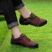 Men Sport Mesh Flat Round Toe Lace Up Breathable Mountaining Casual Shoes