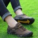 Men Sport Mesh Flat Round Toe Lace Up Breathable Mountaining Casual Shoes