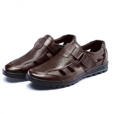 Men Leather Sandals Shoes Outdoor Casual Flats