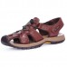 Genuine Leather Beach Sandals Outdoor Round Toe Flat Shoes