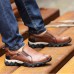 Men Genuine Leather Wear Resistant Outsole Elastic Band Slip On Sneakers