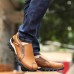 Men Genuine Leather Wear Resistant Outsole Elastic Band Slip On Sneakers