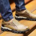 Men Genuine Leather Wear Resistant Outsole Elastic Band Slip On Sneakers