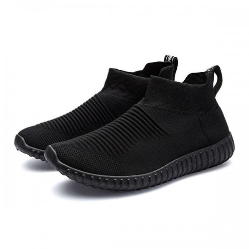 Men Comfortable  Knitted Fabric High Top Slip On Sneakers