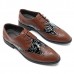 Large Size Men Brogue Style Pattern Leather Pointed Toe Business Formal Shoes