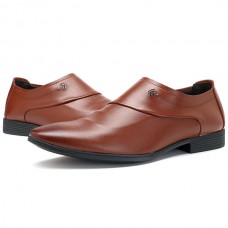 Men Soft Leather Slip On Business Pointed Toe Formal Shoes