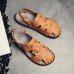 Men Summer Comfy Genuine Leather Two Way Wear Sandals Beach Shoes Slippers