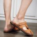 Men Summer Comfy Genuine Leather Two Way Wear Sandals Beach Shoes Slippers