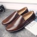 Men Casual Comfy Genuine Leather Slip On Flat Loafers Loafers