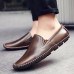 Men Casual Comfy Genuine Leather Slip On Flat Loafers Loafers