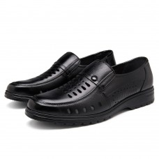 Men Breathable Hollow Outs Genuine Leather Business Formal Shoes