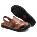 Men Anti Collision Toe Genuine Leather Comfy Sandals Slip On Two Way Wear Shoes