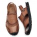 Men Anti Collision Toe Genuine Leather Comfy Sandals Slip On Two Way Wear Shoes