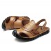 Men Anti Collision Toe Genuine Leather Comfy Sandals Slip On Two Way Wear Shoes