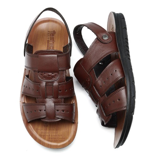 Summer Beach Sandals Slippers Men Comfy Sole Genuine Leather Sandals