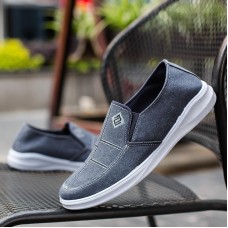 Men Low Top Canvas Breathable Flat Slip On Casual Loafers Shoes