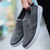 Men Low Top Canvas Breathable Flat Slip On Casual Loafers Shoes