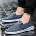 Men Low Top Canvas Breathable Flat Slip On Casual Loafers Shoes