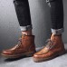 Men Fashion Autumn Lace up Leather Mid-calf Boots