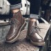 Men Fashion Autumn Lace up Leather Mid-calf Boots