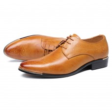 Men Comfy Lace Up Leather Business Shoes Leather Formal Shoes