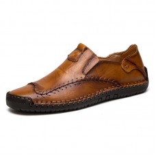 Menico Stor Storlek M&auml;n Soft Handstygning Slip-on Loafers