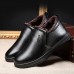 Men Casual Warm Plush Lining Leather Ankle Boots