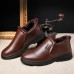 Men Casual Warm Plush Lining Leather Ankle Boots