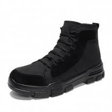 Men Soft Canvas Stitching Outdoor Hiking Ankle Boots