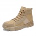 Men Soft Canvas Stitching Outdoor Hiking Ankle Boots