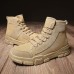 Men Soft Canvas Stitching Outdoor Hiking Ankle Boots