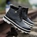 Men Vintage Soft Lace Up Leather Ankle Boots