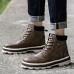 Men Vintage Soft Lace Up Leather Ankle Boots