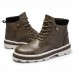 Men Vintage Soft Lace Up Leather Ankle Boots