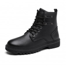 Men Casual Soft Lace Up Leather Ankle Boots