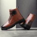 Men Casual Soft Lace Up Leather Ankle Boots