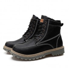 Men Retro Warm Plush Lining Leather Ankle Boots