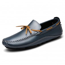 Men Casual Genuine Leather Slip-on Loafers Soft Flats